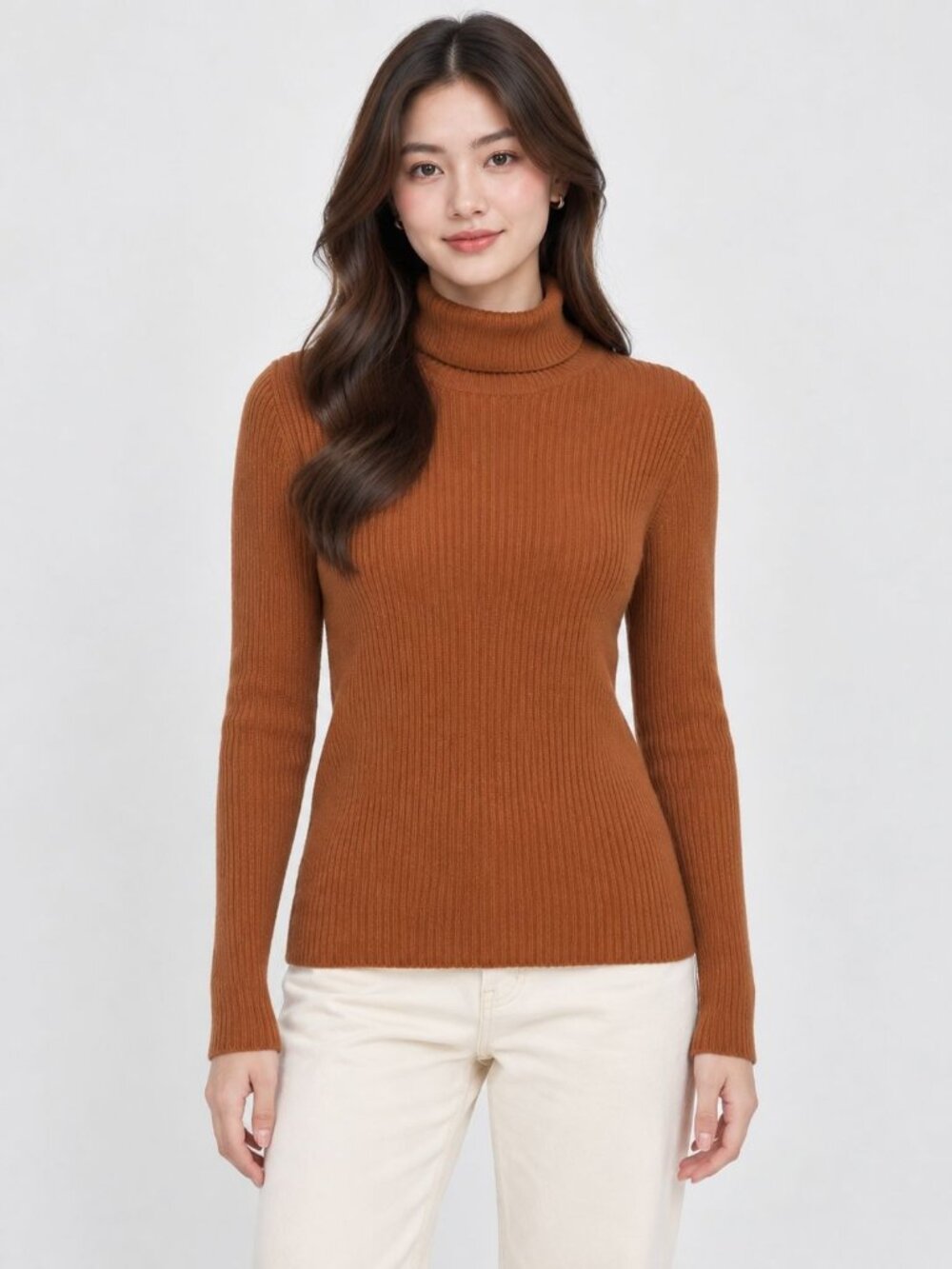 LGN Louis Gabriel Nouchi Turtle Neck Ribbed Sweater Rust Size Medium NWT